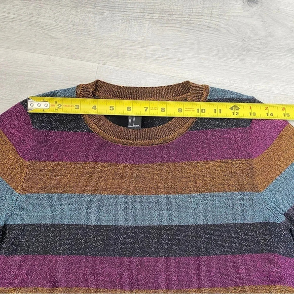 Forever 21 Sparkly Bold Striped Cropped Sweater with Metallic Accents - Picture 6 of 10